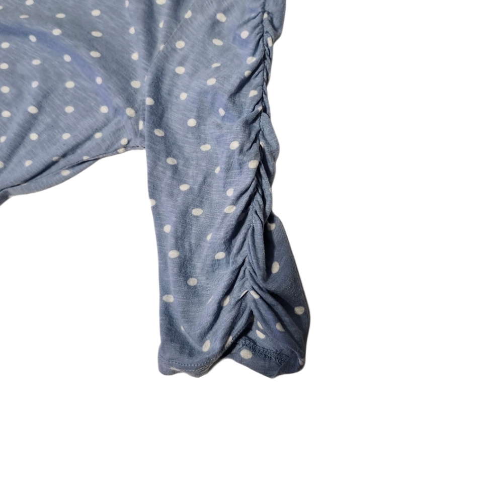 Style & Co. Blue Polka Dot Ruched Top/Shirt 3/4 Sleeve Women's Size Small - Picture 8 of 10